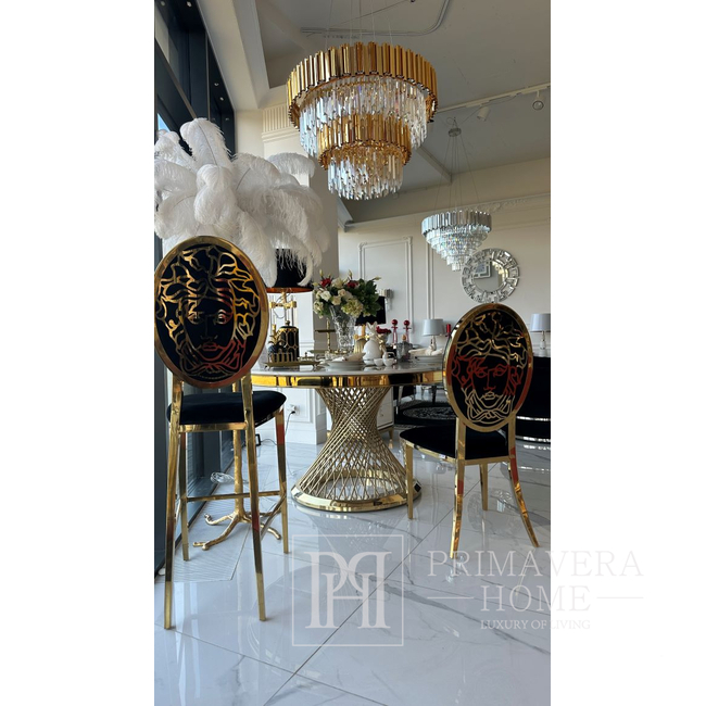 Luxus-Barhocker, Insel, Modern, Glamour, Schwarz, Gold Medusa 