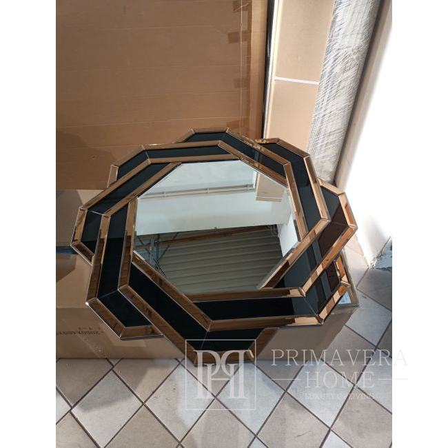 Mirror in black gold geometric frame DUNE GOLD BLACK 85x85 OUTLET