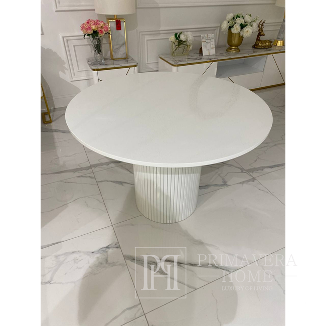 Glamor dining table, art deco, wooden, lacquered, designer, white OVALE 110 cm 