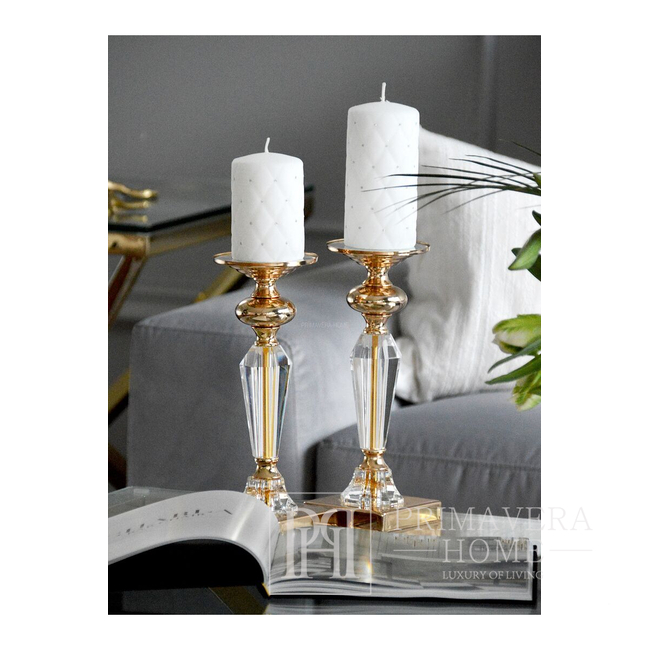 Crystal candlestick on a pedestal M FLAVIO, gold 