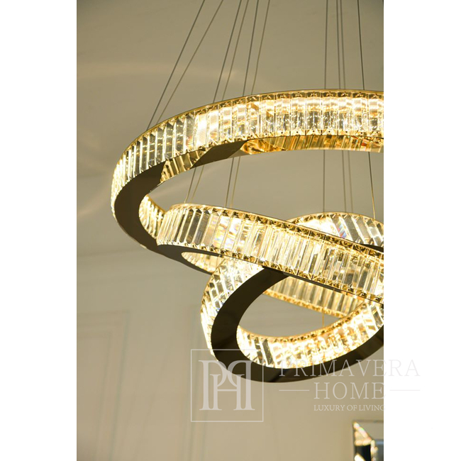 Kristall-Kronleuchter, Ring, Gold, moderne Glamour-Pendelleuchte für das Wohnzimmer, verstellbar ECLIPSE L 