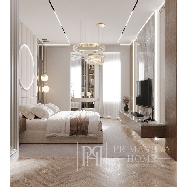 Crystal chandelier, ring, gold, modern glamor pendant lamp for the living room, adjustable ECLIPSE XL 