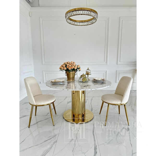 Żyrandol kryształowy BELLINI XL złoty, designerski, ekskluzywny w stylu nowoczesnym, ring, lampa wisząca 