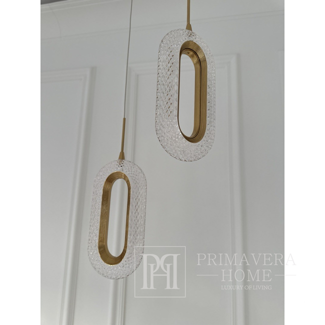 Modern chandelier, glamor pendant lamp, gold, designer, exclusive, hanging plafond VALO DOUBLE 