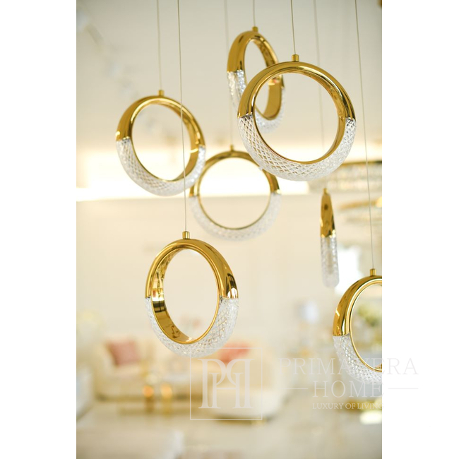 Modern chandelier, glamor pendant lamp, gold, round, designer, exclusive, hanging ceiling lamp ROUND M 