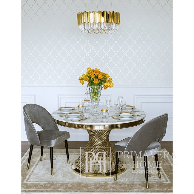 Glamor chandelier EMPIRE 60cm luxurious crystal round hanging lamp, gold OUTLET 