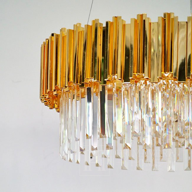 Glamour sietynas EMPIRE 60cm prabangus krištolo apvalus pakabinamas šviestuvas, auksinis OUTLET 