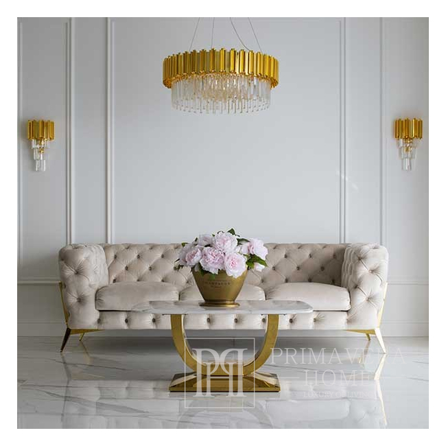 Żyrandol lampa kryształowa wisząca glamour złoty