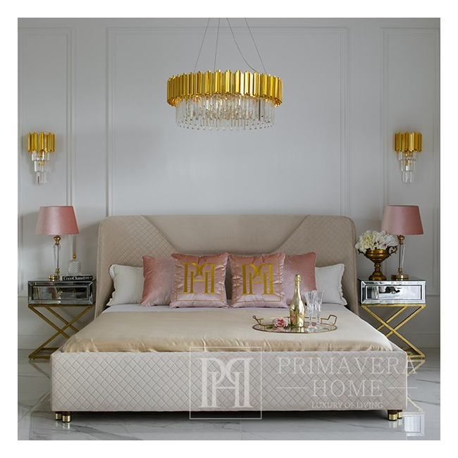 Glamour sietynas EMPIRE 60cm prabangus krištolo apvalus pakabinamas šviestuvas, auksinis OUTLET 