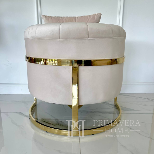 Moderner, stilvoller Designer-Glamour-Sessel für Wohn- und Esszimmer, goldbeige BENT 