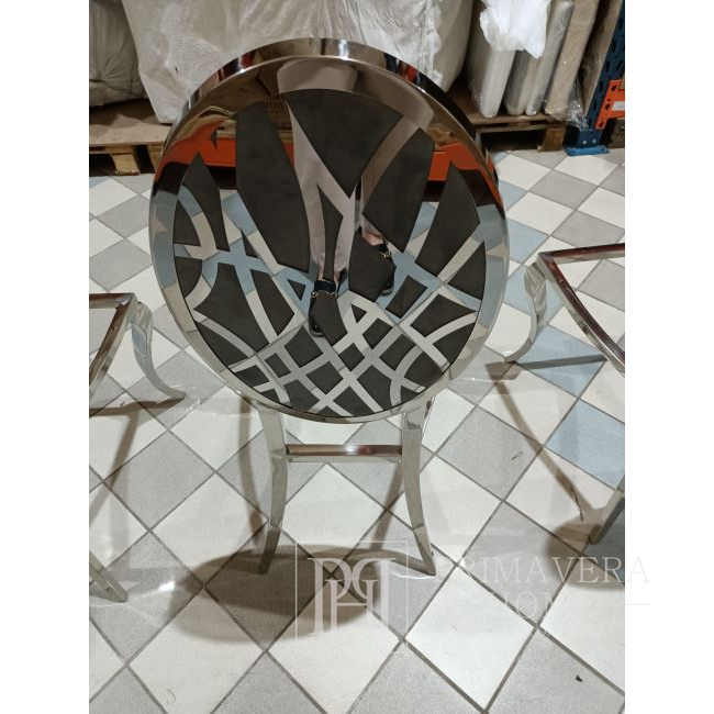 Prabangi glamūrinė kėdė, plieninė, moderni, pilka, sidabrinė AZURO OUTLET 