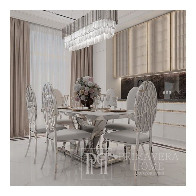 Prabangi glamūrinė kėdė, plieninė, moderni, pilka, sidabrinė AZURO OUTLET 