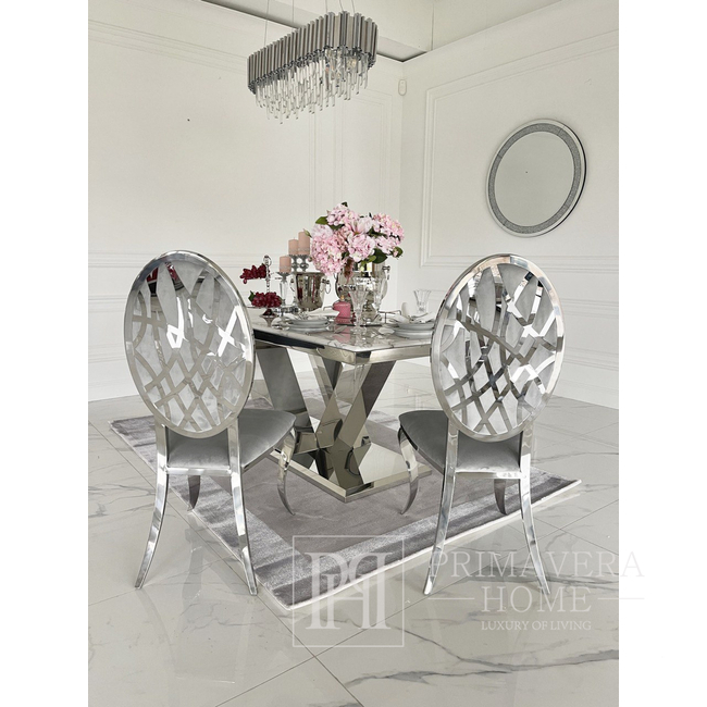 Luxury glamour chair, steel, modern, gray, silver AZURO OUTLET 