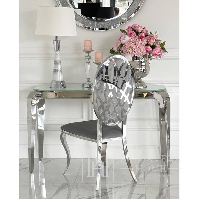 Luxuriöser Glamour-Stuhl, Stahl, Modern, Grau, Silber AZURO OUTLET 