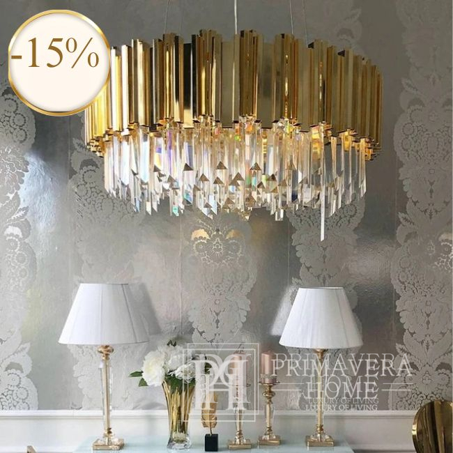 Glamor chandelier EMPIRE 60cm luxurious crystal round hanging lamp, gold