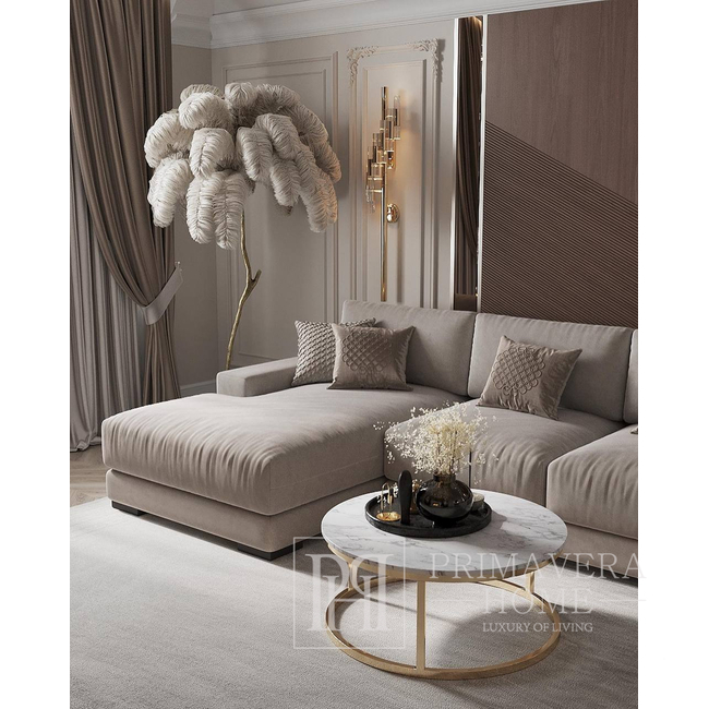 Sofa glamour, nowoczesna, modułowa, narożnik, do salonu, z naturalnym gęsim pierzem, stylu włoski, klasyczny FIGARO
