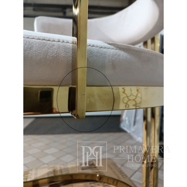 Modern glamor chair, for the dining room, modern, semicircular, for the dressing table, steel, beige, gold MARCO OUTLET 