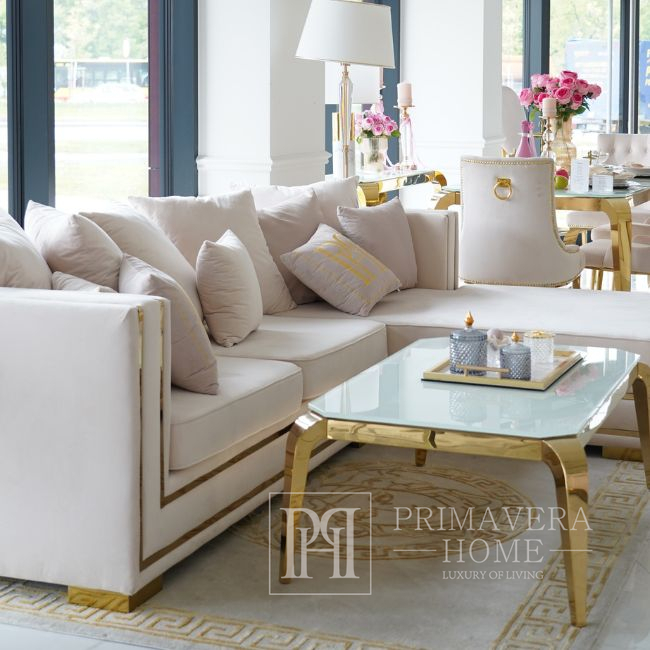 Moderner Couchtisch, Glamour, für das Wohnzimmer, mit Glasplatte, gold ELITE 