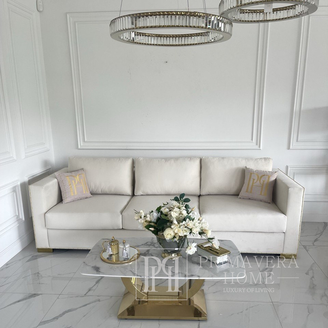 Modernes Sofa für das Wohnzimmer, Designer, exklusiv, Glamour, mit goldenen Latten MONACO [CLONE] 