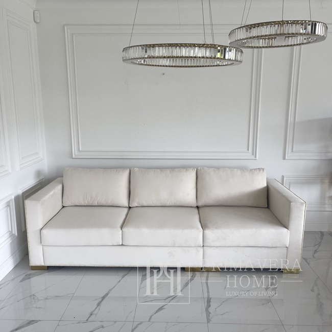 Modern sofa for the living room, designer, exclusive, glamor, with gold slats MONACO [CLONE] 