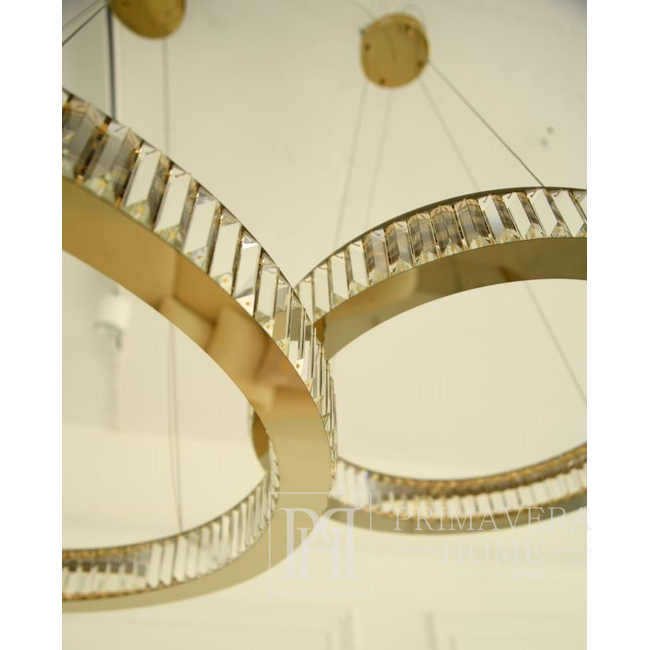 Żyrandol kryształowy ECLIPSE M 80 cm ring, złoty, lampa wisząca glamour nowoczesna do salonu, regulowana 