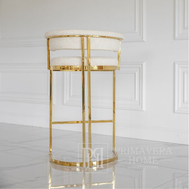 Glamor bar stool, gold, boucle, modern upholstered for dining room, bar, MARCO island 