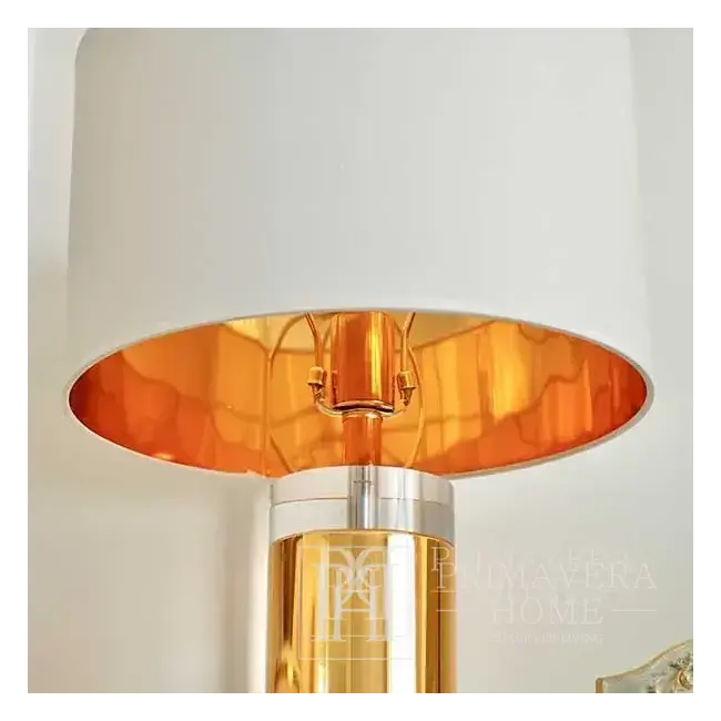 Lampa stołowa glamour, ekskluzywna, nowojorska, modern classic, biały abażur, nowoczesna, złota SOFIA OUTLET 