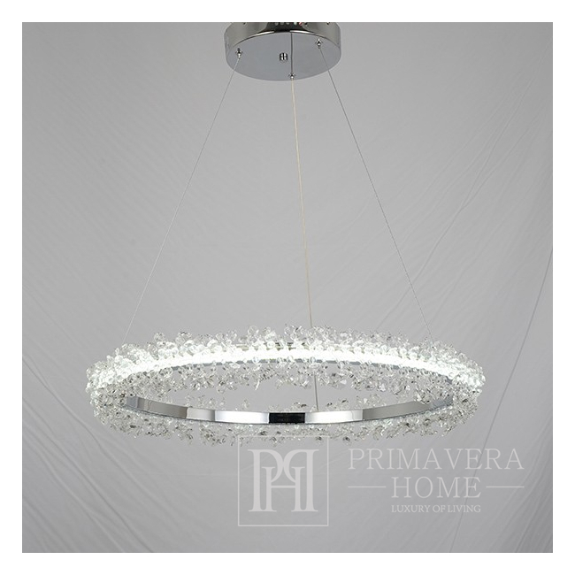 Glamorous LED crystal ceiling lamp round, ring, chandelier, modern silver BRINA [CLONE] [CLONE] 