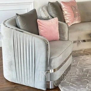 Moderner Glamour-Sessel für Wohnzimmer, Esszimmer grau silber MADONNA