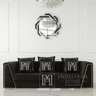 Designerska sofa do salonu, glamour, nowoczesna, tapicerowana, klasyczna, czarna, srebrna MONTE CARLO