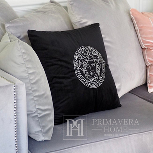 Decorative, decorative, square, black, silver pillow MEDUSA 