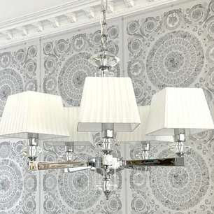 Elegant stylish lamp chandelier glamor, hamptons style pendant lamp 5 arms ELEGANZA S SILVER