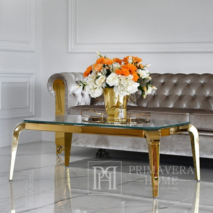 Moderner Couchtisch, Glamour, für das Wohnzimmer, mit Glasplatte, gold ELITE 