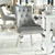 Silver gray upholstered chair on MADAME bent steel legs 