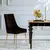 Black MODERN upholstered chair for a living room with golden legs