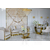 Exclusive glamor sofa for the living room, art deco, modern, with steel gold slats, beige, designer gold MADONNA 