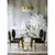 Exklusiver Stahltisch für das Esszimmer mit einer weißen, schwarzen und goldenen KENT-Marmorplatte 