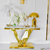 Goldene Konsole, modern, weiße Marmorplatte, Glamour, LV COLLECTION 