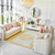 Exklusives Glamour-Sofa für das Wohnzimmer, Art Deco, modern, mit stahlgoldenen Lamellen, beige, Designergold MADONNA 