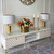 Lampa stołowa glamour, nowoczesna, nowojorska, duża, biały abażur, marmur, złota SILVIA 
