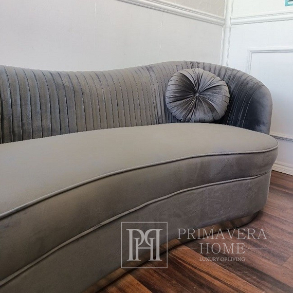 Šiuolaikinė sofa, skirta svetainei, klostuota, klasikinė, glamūrinė, pilka DONNA 