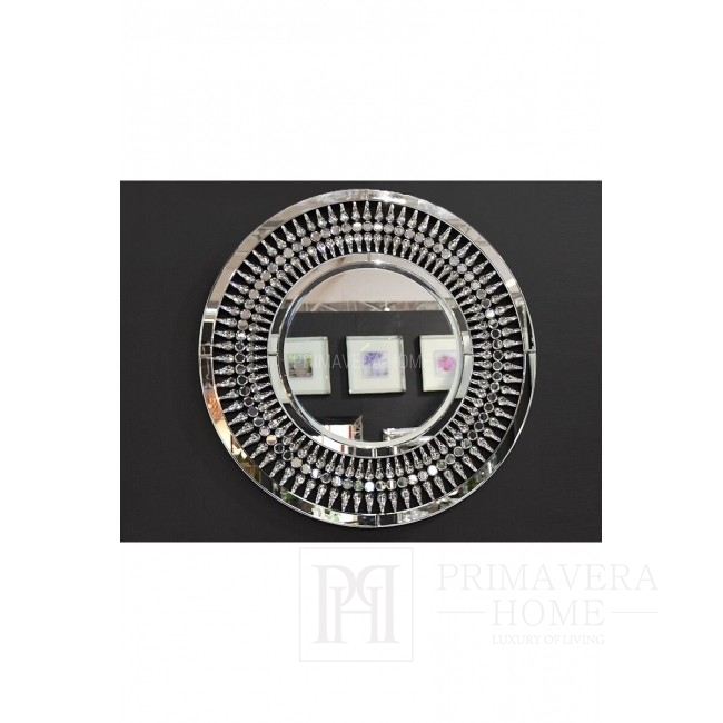 Round decorative mirror in New York style glamour Crystal 