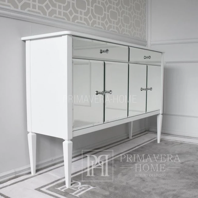 Mirror dresser ELEGANCE glamorous New York style, hamptons style modern wooden white Diamond 100x150x45