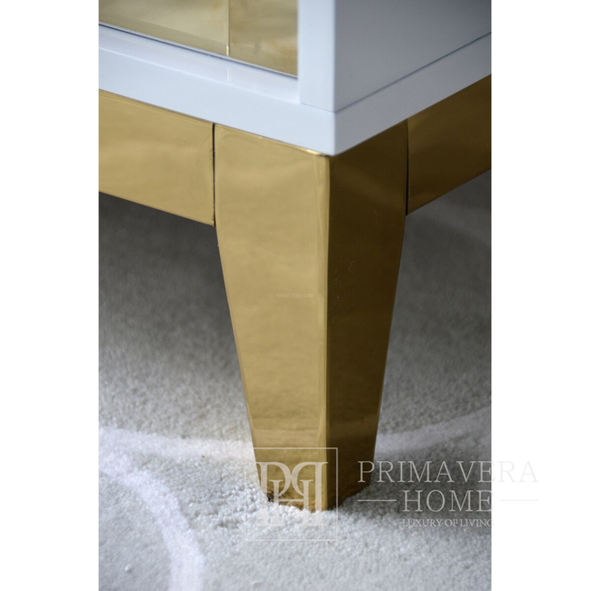 Naktinis staliukas, lakuotas, baltai auksinis, miegamajam, glamour Lorenzo S Gold 