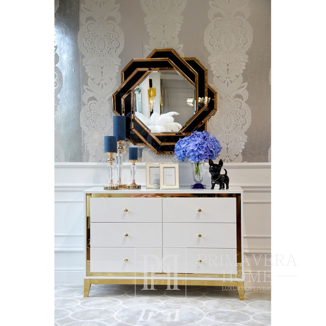 Glamour painted wooden chest of drawers on Lorenzo M Gold steel legs OUTLET 