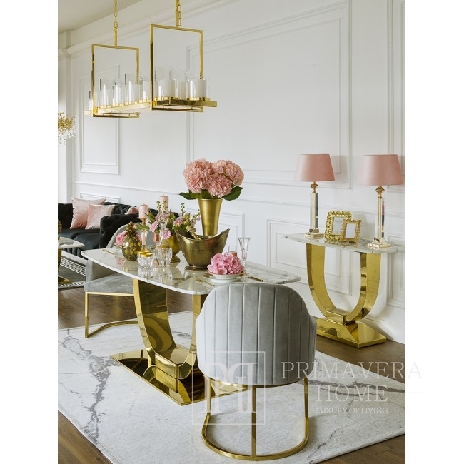 OPERA Gold Glamour Stuhl für das Wohn- und Esszimmer grau 