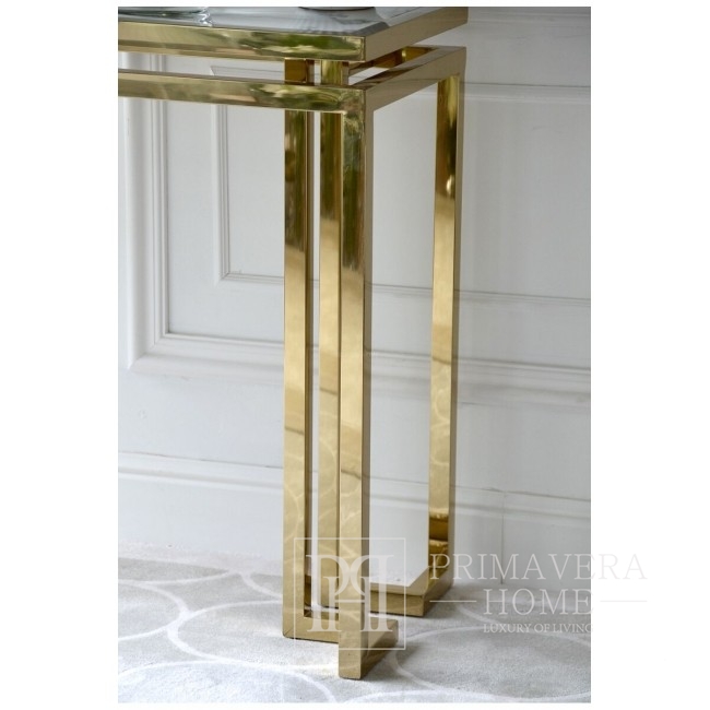 Modern console stainless steel with white marble top OSKAR GOLD OUTLET 