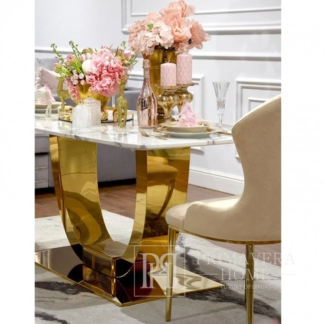 Glamour dining room table gold steel white top ART DECO