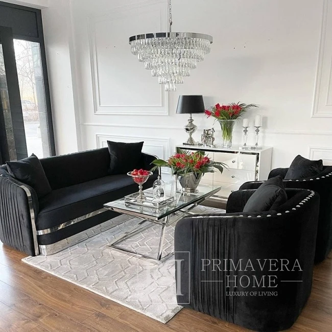 MADONNA modern silver black Stylish glamour New York-style upholstered sofa