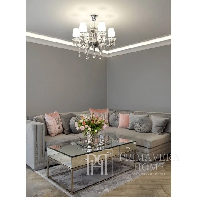 NERO Modern glamour grey black upholstered corner sofa with a sleeping function
